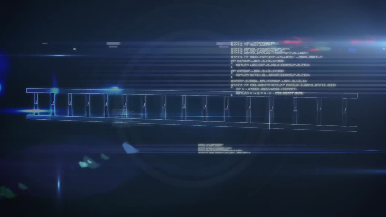 dna 가닥 스피닝의 애니메이션과 밝은 파란색 배경에 대한 스 ⁇  스캐닝 데이터 처리