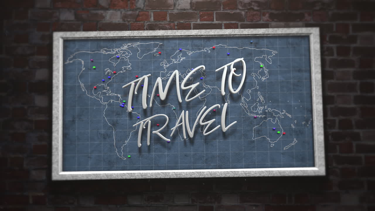 tiempo para viajar en el mapa del mundo con el punto de visita