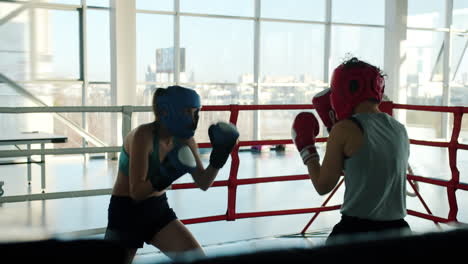 women boxing training session in gym
