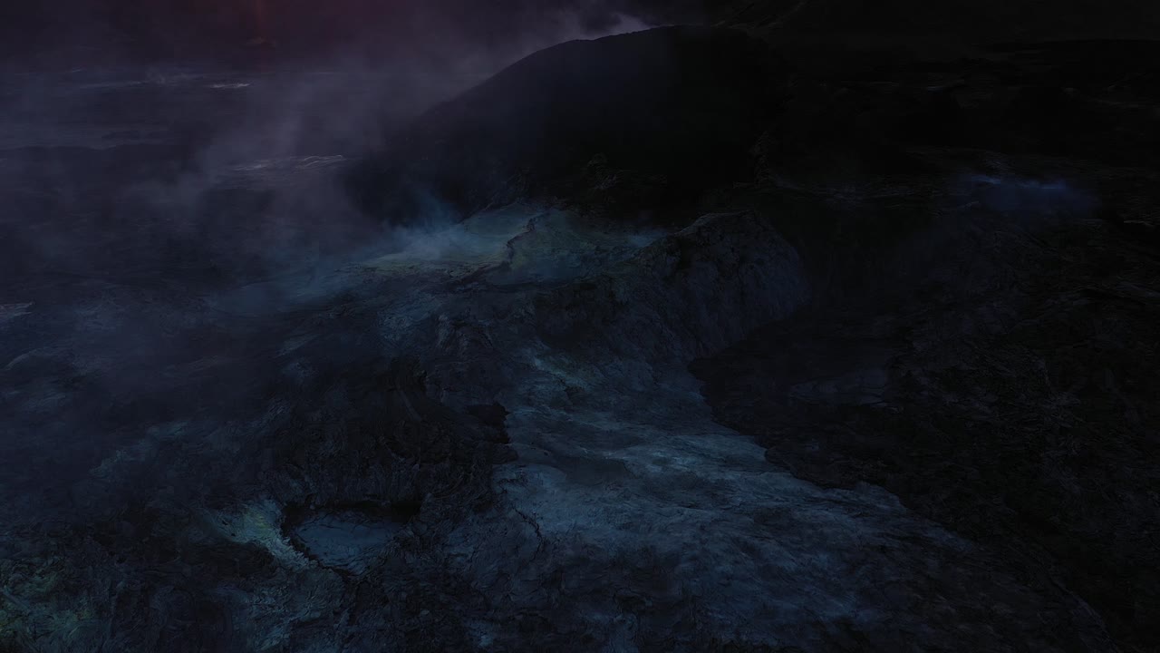 paisaje volcánico al amanecer o al atardecer