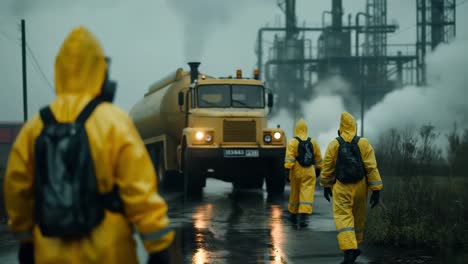 hazmat team responding to industrial incident