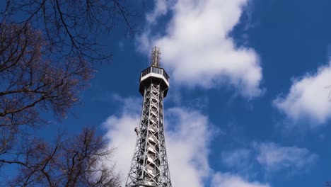 petřín tower on petrin hill in prague, czech republic