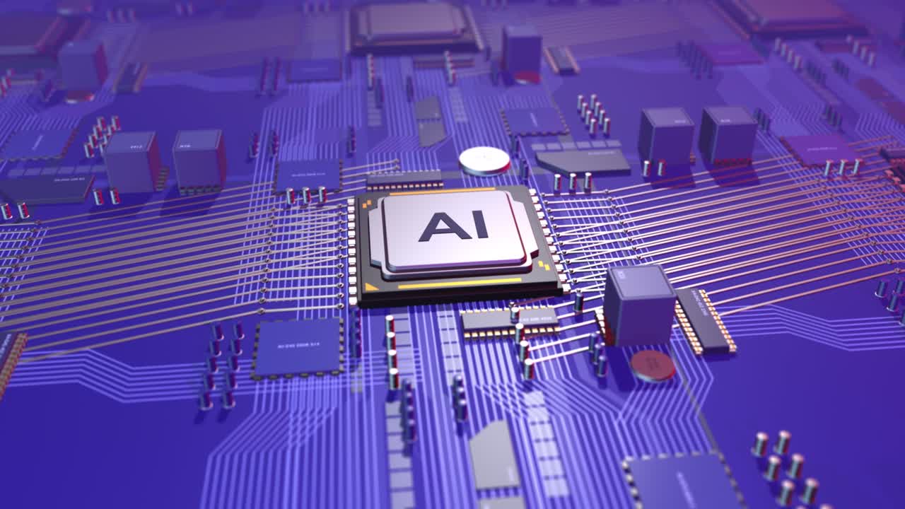 AI Supported Server CPU Processor. Data Flow. Processing AI Data.