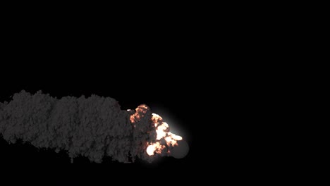 combustión de combustible con humo negro espeso. un fuego con humo negro en un fondo aislado con un canal alfa.