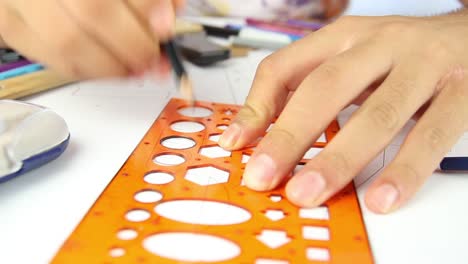 architect student drawing ruler circle