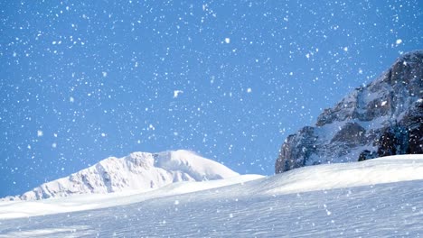 animation of falling christmas snow on winter mountain landscape