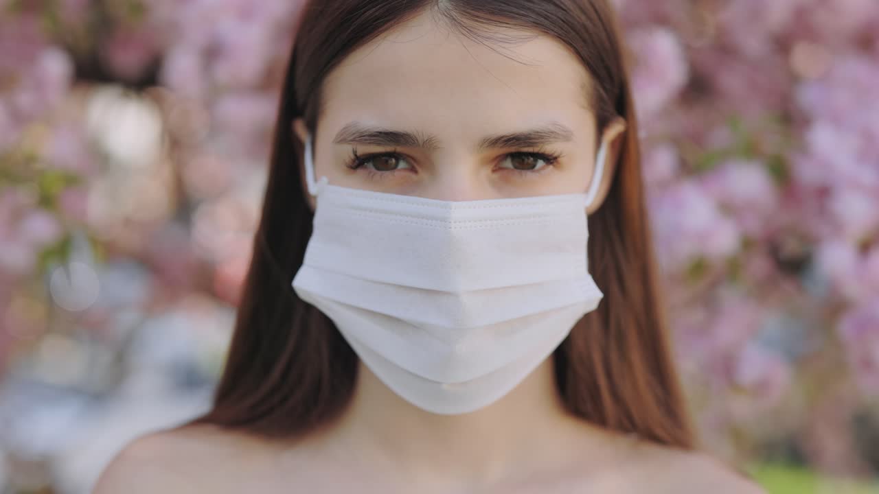 Woman Wearing Mask in Springtime