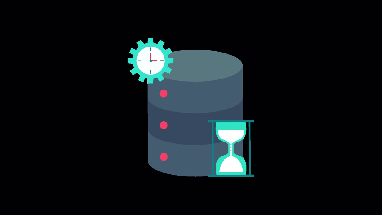 Animated Icon of Database Processing and Time Management