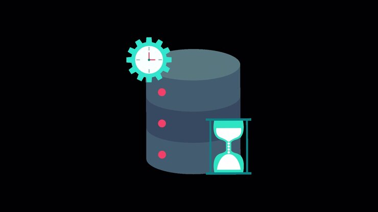 Animated Icon of Database Processing and Time Management
