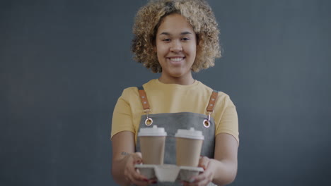 woman serving coffee
