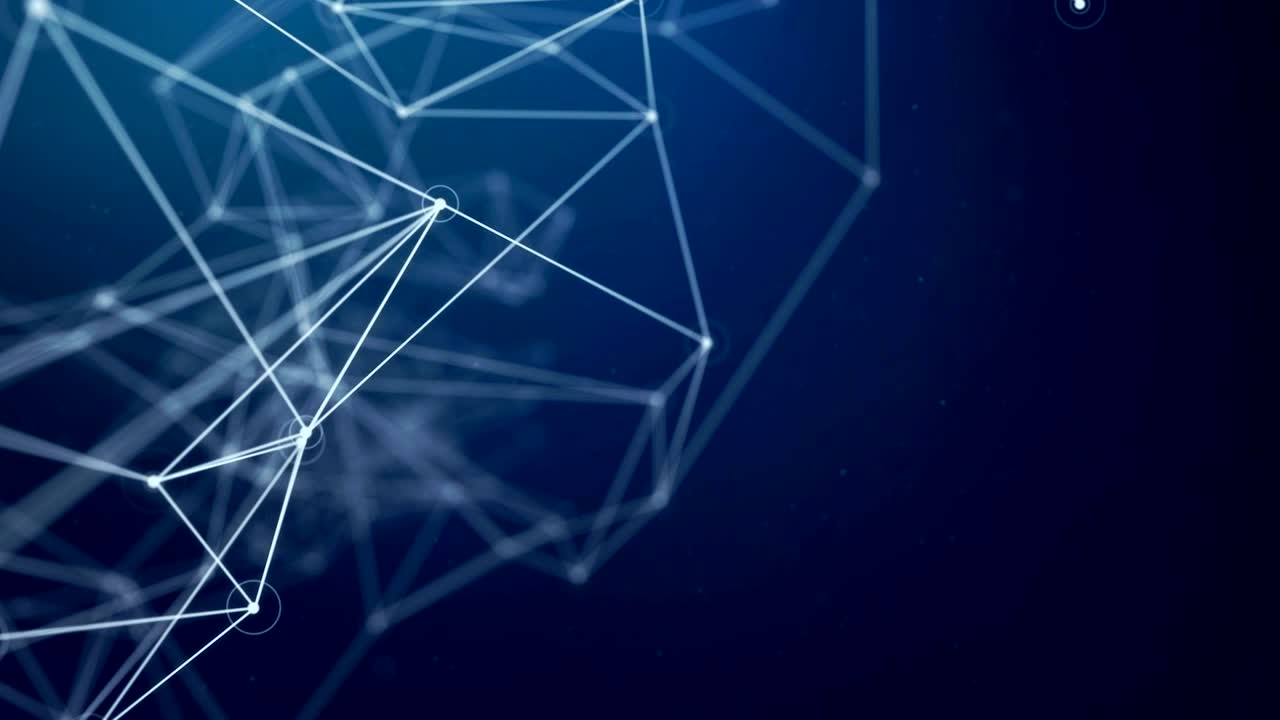 Blue Abstract Moving digital medical science plexus chain with glowing impulses research. For visuals, biology, biotechnology, chemistry, science, Medicine, cosmetics. Seamless Loop Animation