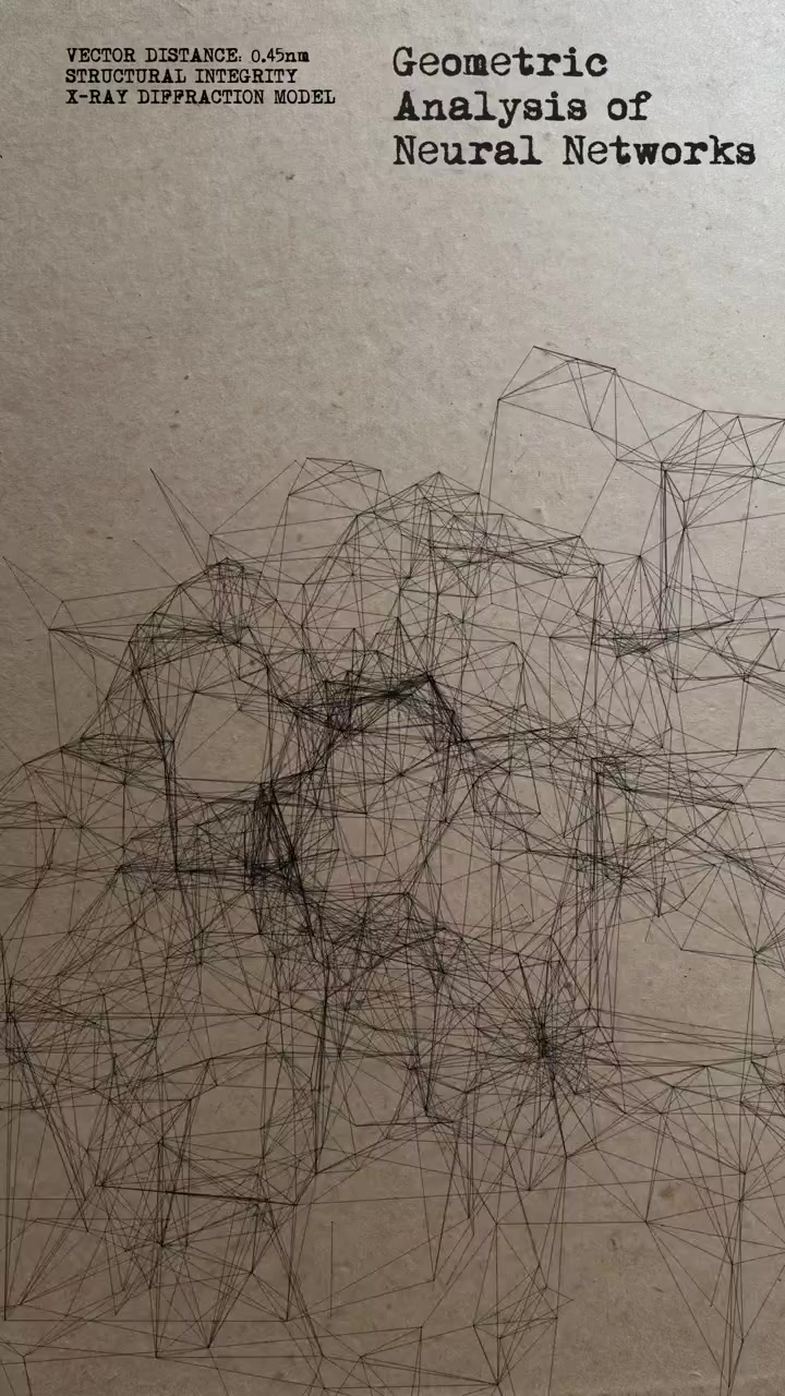 Geometric analysis of neural networks and deep learning data models. Conceptual visualization of AI structural integrity and machine learning vector processing. 4k Vertical.