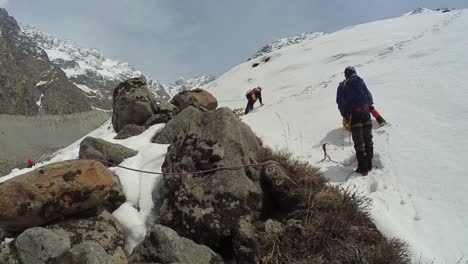 himalayan mountaineers at himalayan peak