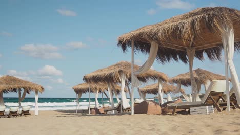 beautiful beach tent setup, resort destination