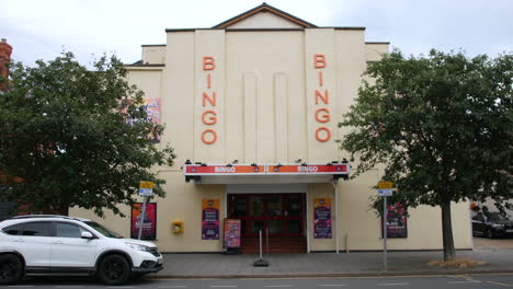 a retro art deco bingo hall building exterior