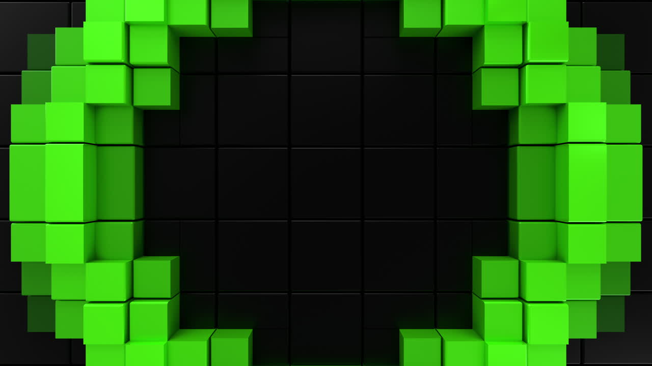 Green Abstract Corner Frame Seamless Futuristic 3D Loop. 3D rendering