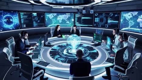 team in a futuristic control room
