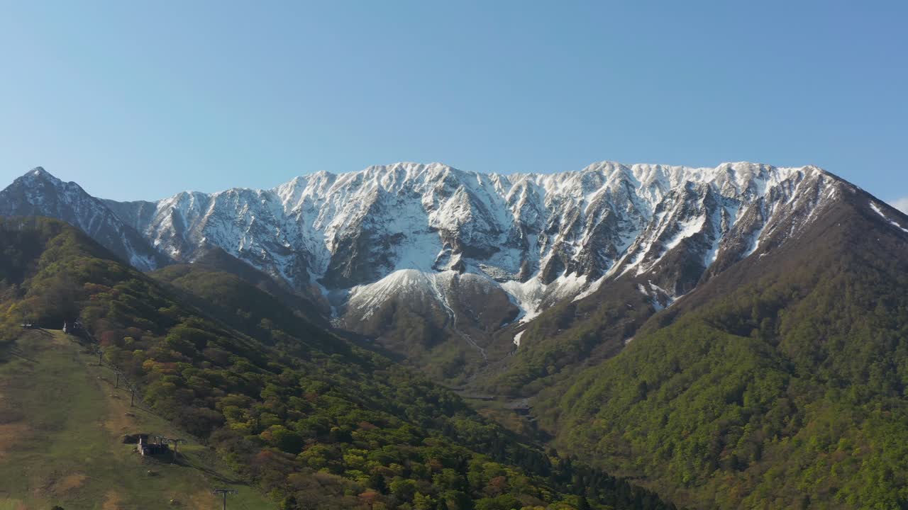 다이센산의 눈, 항공 설정 샷, 일본 돗토리현
