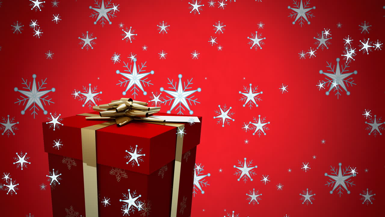animación de estrellas caídas sobre el regalo de navidad