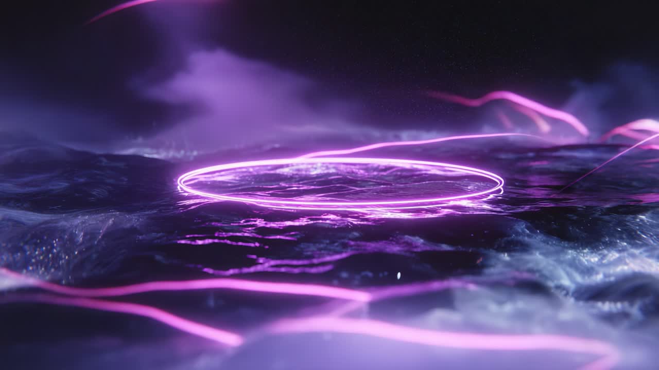 An Ethereal Circle: Captivating Visuals of a Glowing Ring in a Mystical Ocean Landscape Transformed by Luminous Light and Surreal Effects Creating an Enchanting Scene