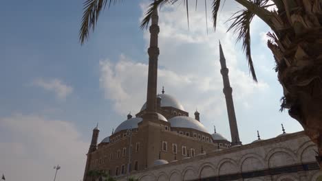 external view of a magnificent mosque in citadel of saladin. cairo, egypt. low angle. handheld.