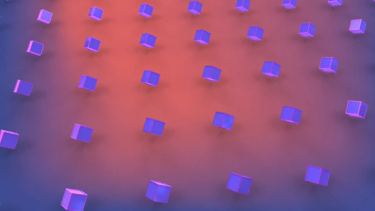 Bevægende 3D-terninger i formation