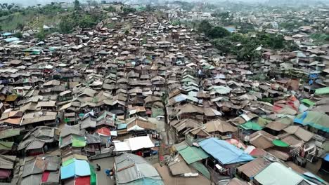 aerial view of a slum in a developing city