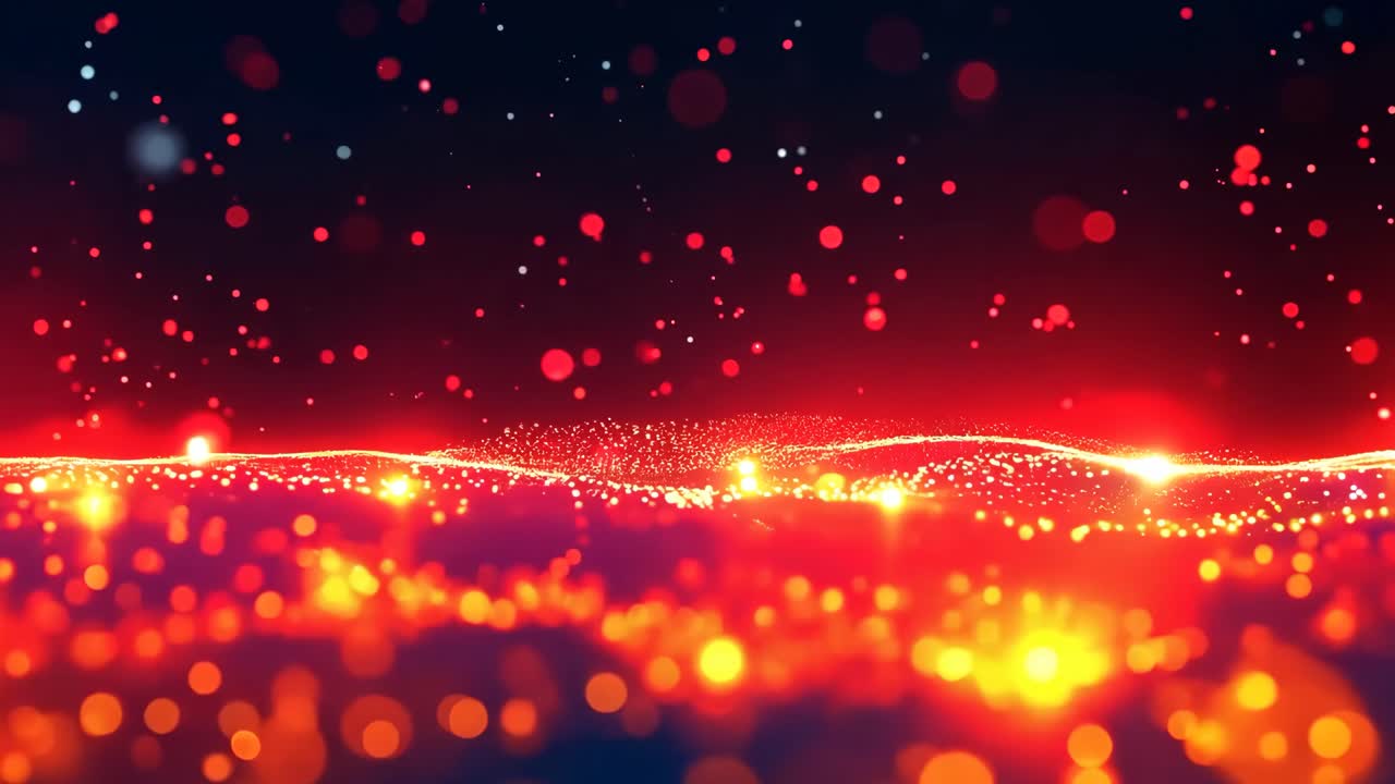 A vibrant red and blue background with a multitude of red dots scattered throughout. The red dots create a dynamic and energetic atmosphere, while the blue background adds a sense of depth