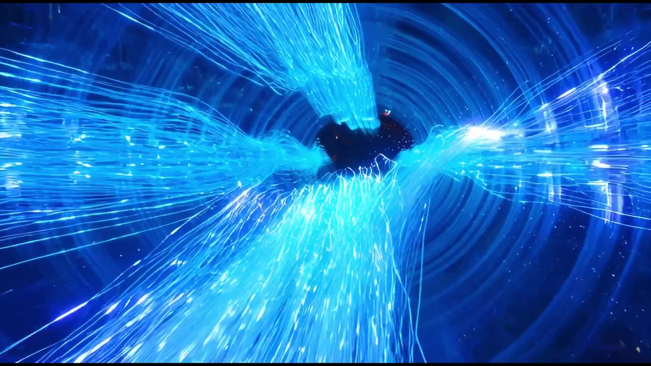 Abstract Motion Background with Glowing Blue Fiber Optic Light Trails