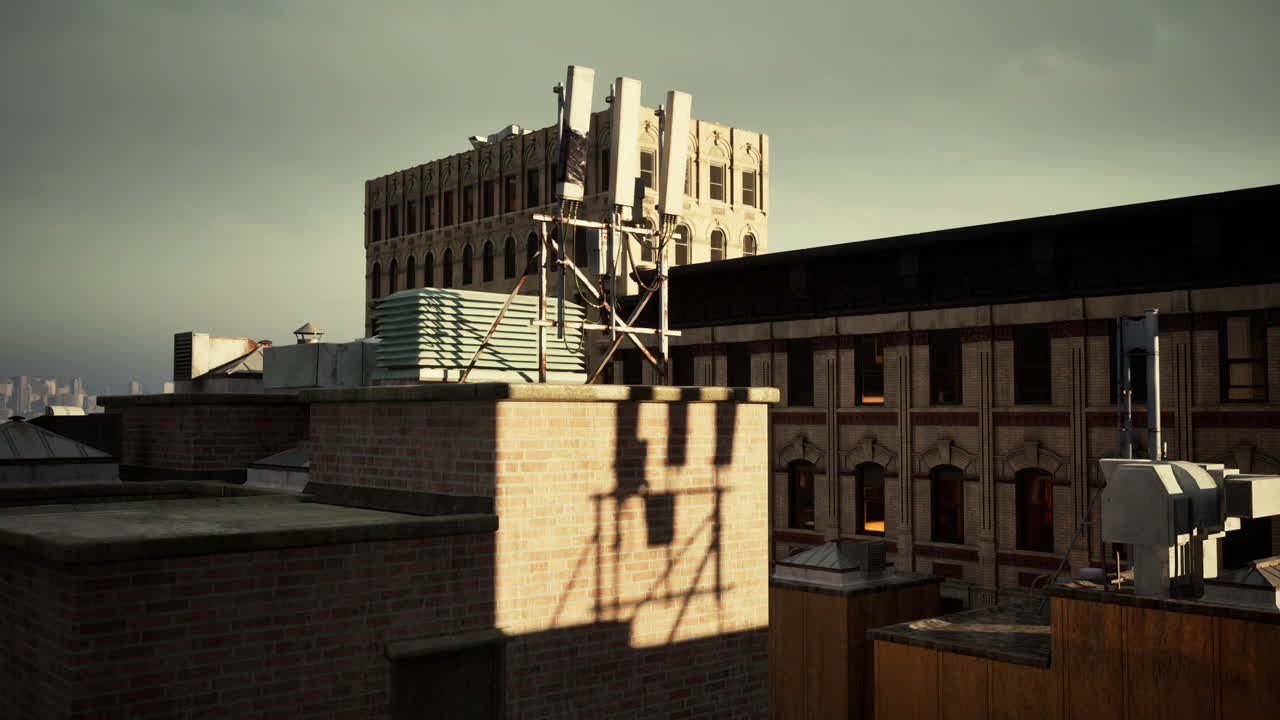 vista aérea de los edificios de la ciudad al atardecer