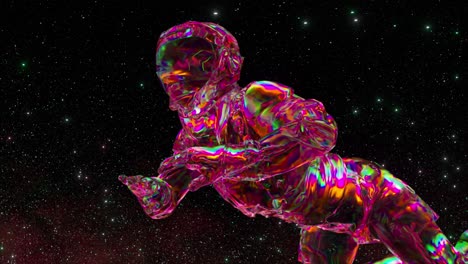 iridescent holographic astronaut in space