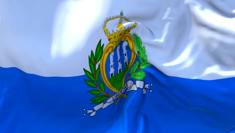 san marino waving in wind slow motion animation . 4k realistic fabric texture flag smooth blowing on a windy day continuous seamless loop background.