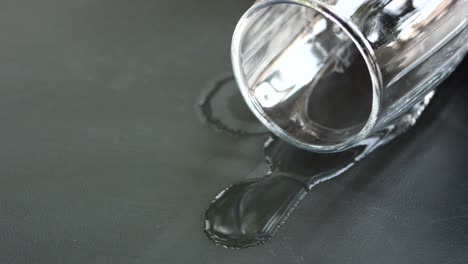 spilled water from glass