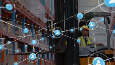 Animation-of-network-of-connections-over-caucasian-warehouse-worker