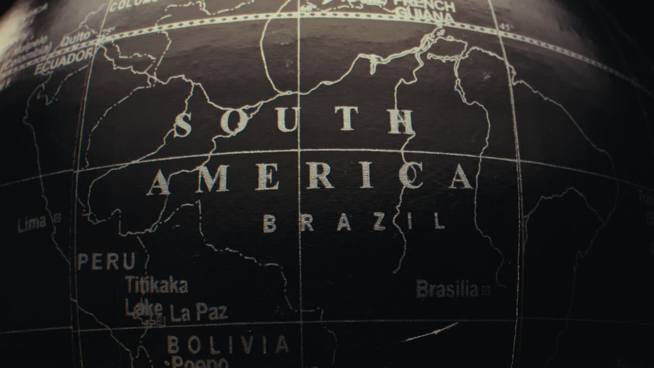 Close-up of a Globe Focused on South America