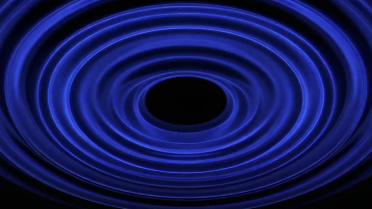 Increspature concentriche blu astratte che si espandono su sfondo scuro