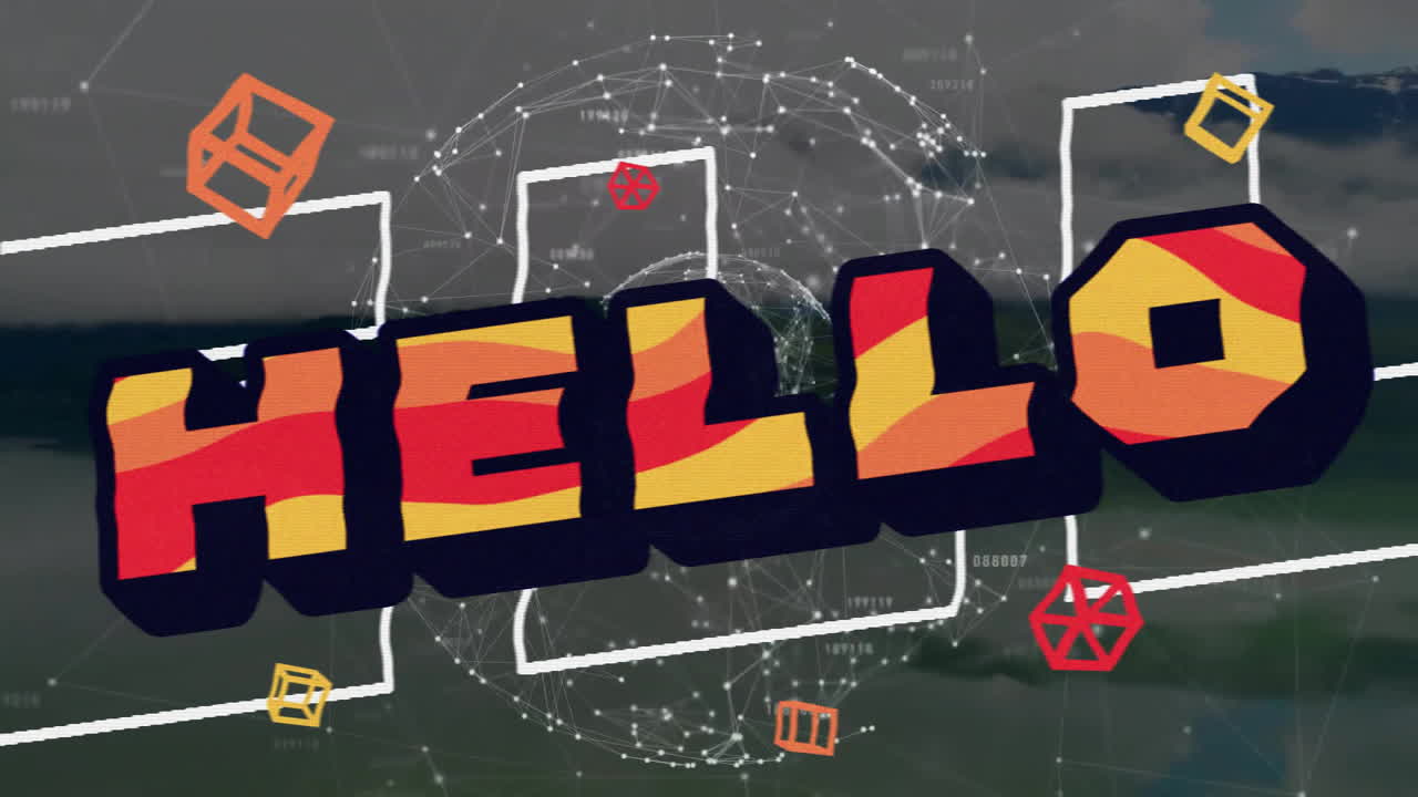 데이터 처리 및 풍경과의 연결의 전 세계에 대한 안하세요 텍스트의 애니메이션