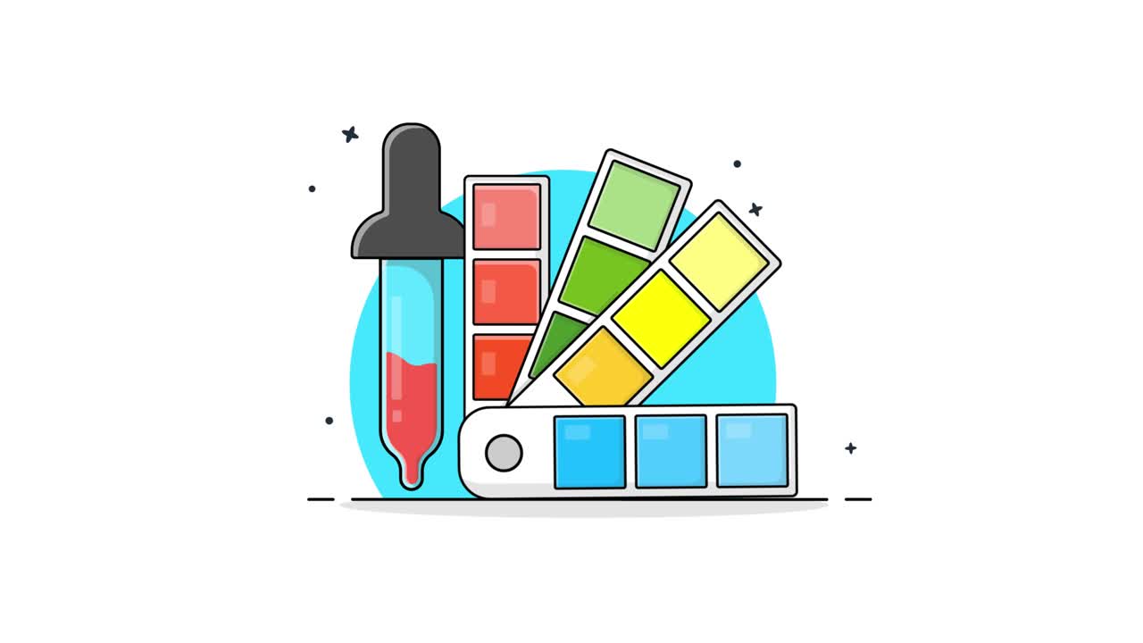 Animated Dropper and Expanding Color Palette Illustration