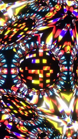 vj loop disco ball neon kaleidoscope. vertical looped video