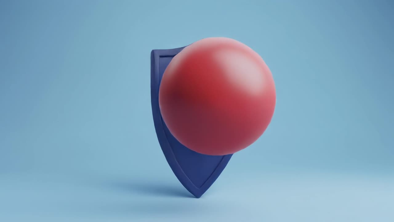 Red Sphere Protected by Blue Shield