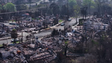 aftermath of a devastating wildfire: destroyed neighborhood