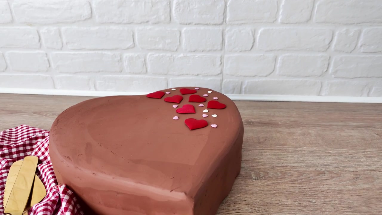 Torta al cioccolato a forma di cuore, dessert romantico