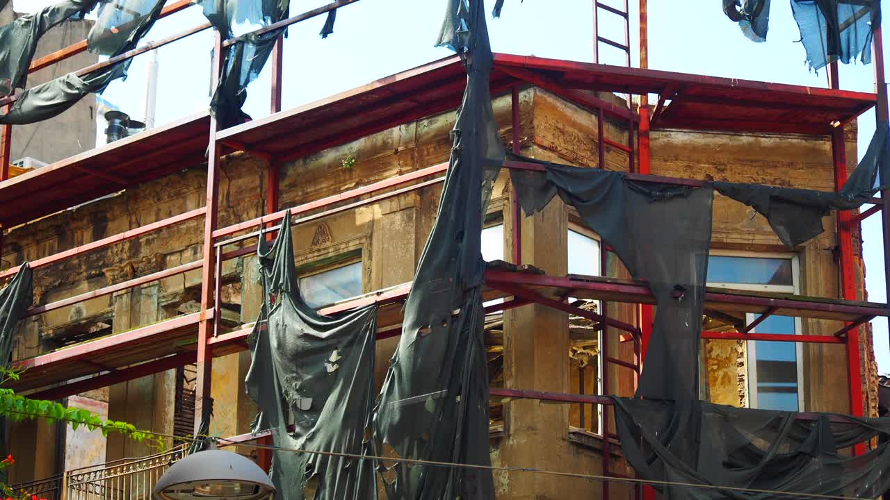 Damaged Building Under Renovation