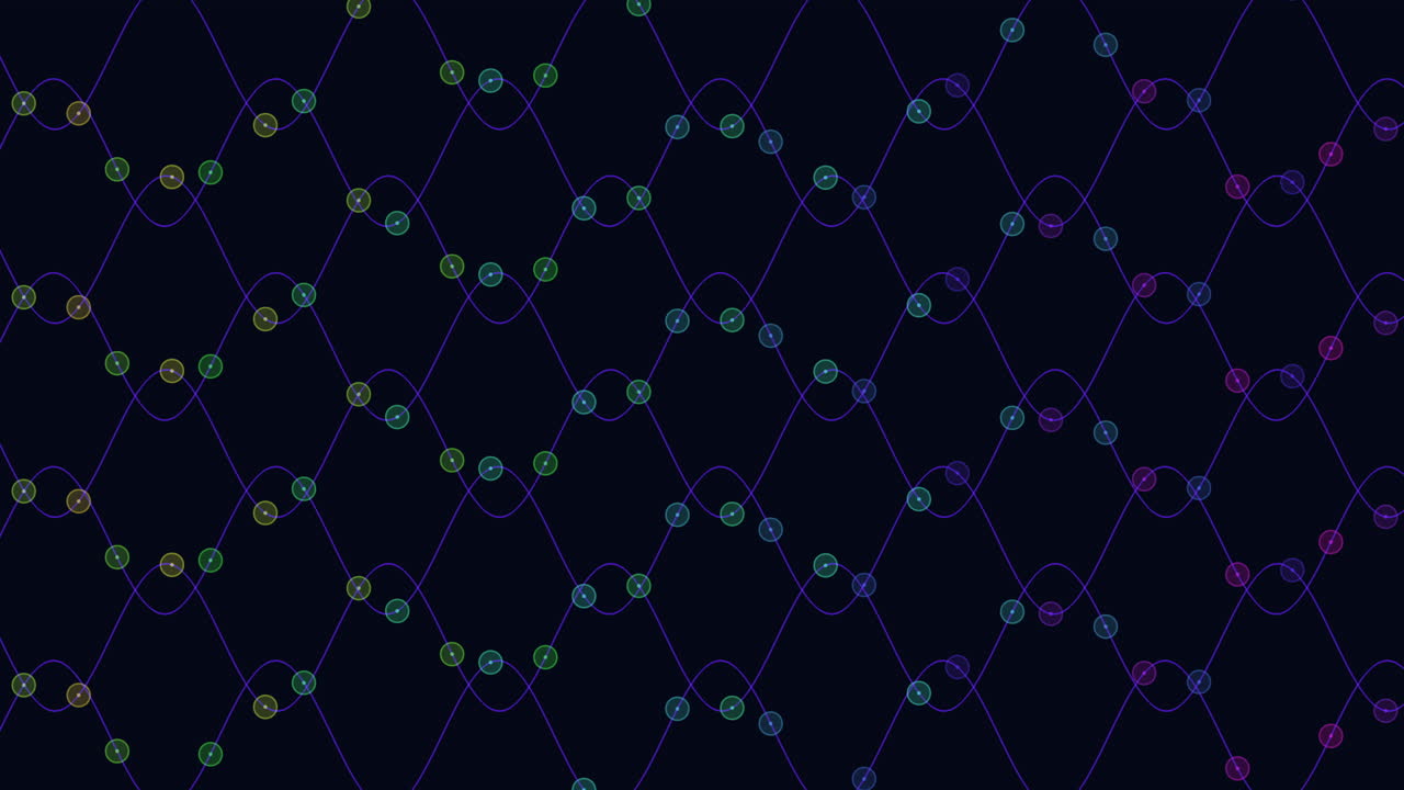 Geometric pattern featuring black squares and purple triangles arranged in a repeated design. The artwork showcases a simple yet striking visual contrast