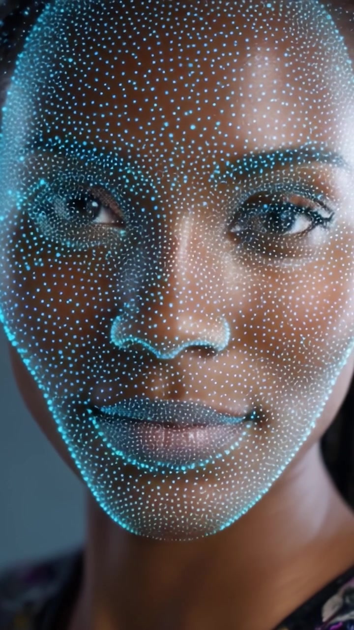 Exploration of Advanced Facial Recognition Technology Highlighting Detailed Features and Textures through Artistic Digital Representation of a Complex Human Face