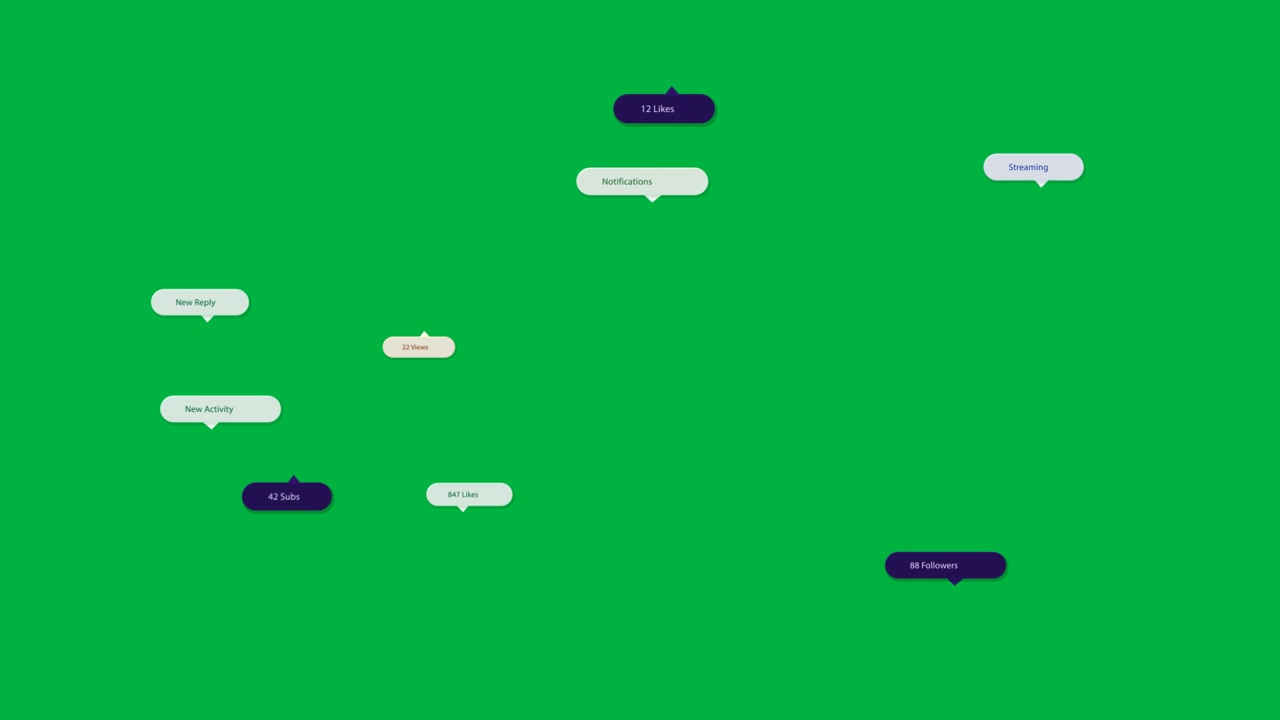 Blank canvas getting alerts, bubbles popping, grouping, fading to show counts on transparent stage