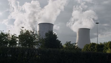 cooling towers in power plant generating steam