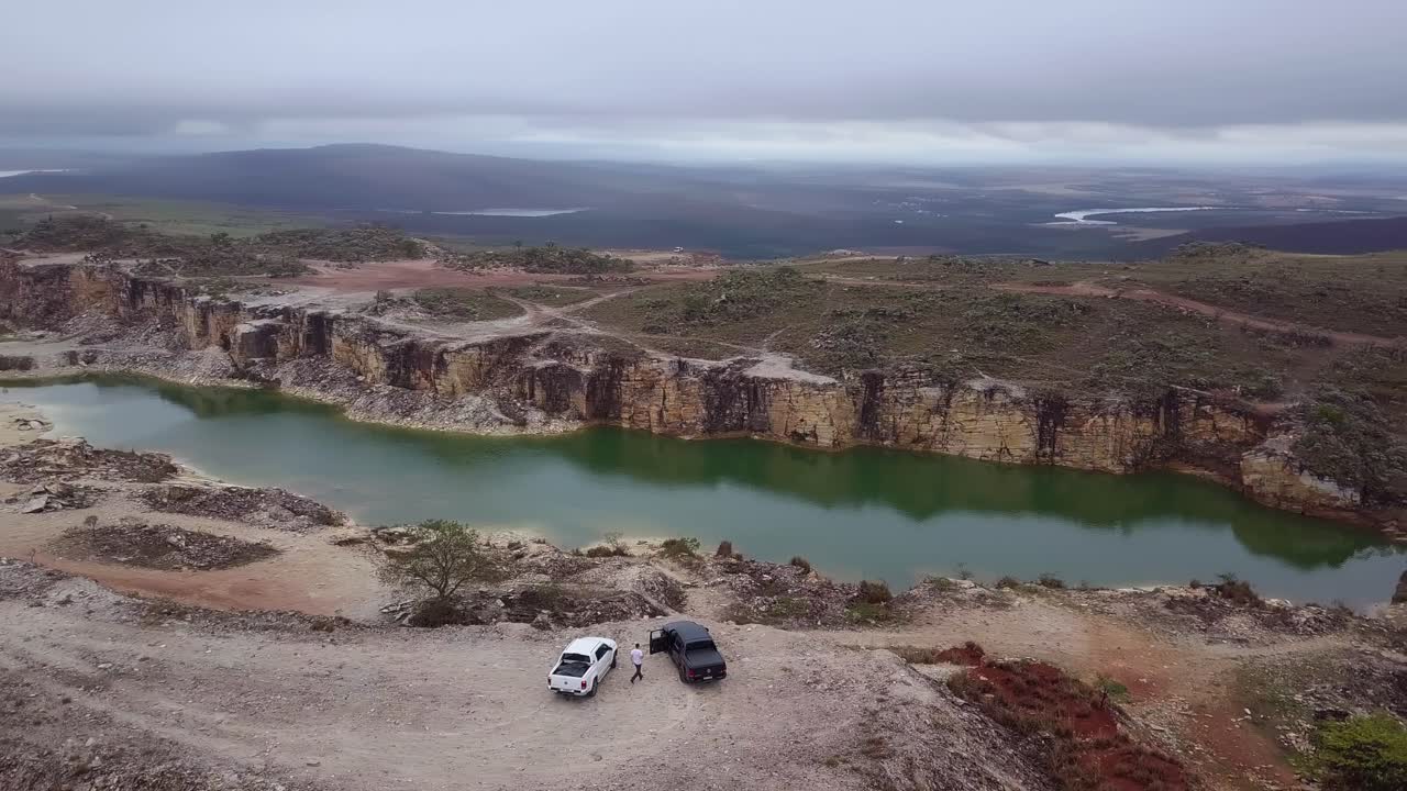 The beautiful landscape with lake and cliffs in capitolio, brazil, aerial view