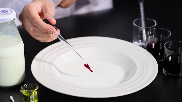 Värikkäiden kuvioiden luominen maitoon pipettien avulla
