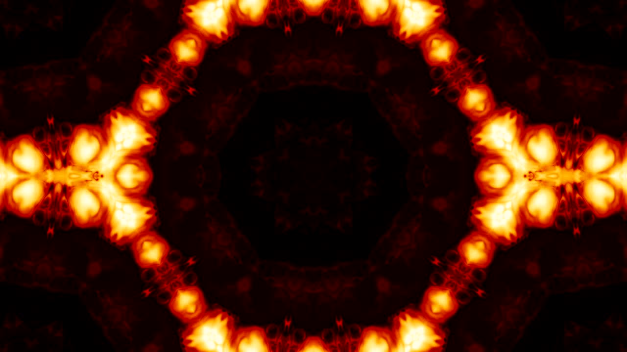 추상적인 칼레도스코프 운동: 기하학적 원과 별 모양